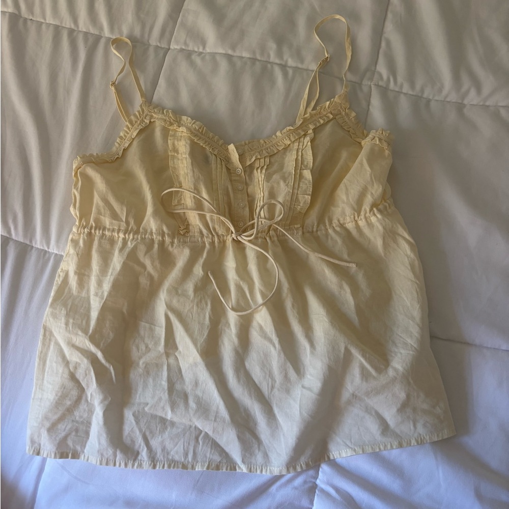 Cream Brandy babydoll top with Ruffle and button detail